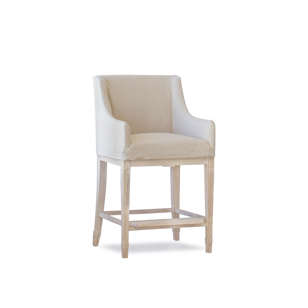 Scandinavian Counter Chair in Harvest Linen Slipcover and Worn Oak Finish
