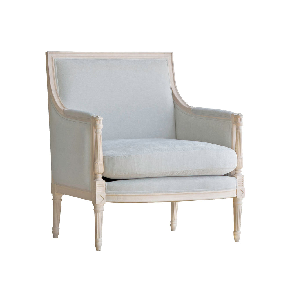 Hugo Bergère in French Eggshell Chenille and Pale Ashwood Finish