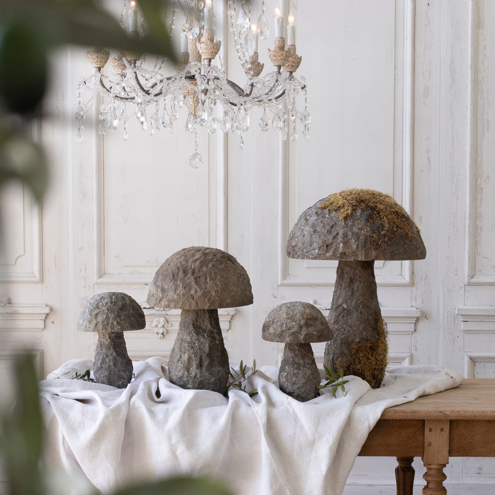 Set of Antique Stone Garden Mushrooms